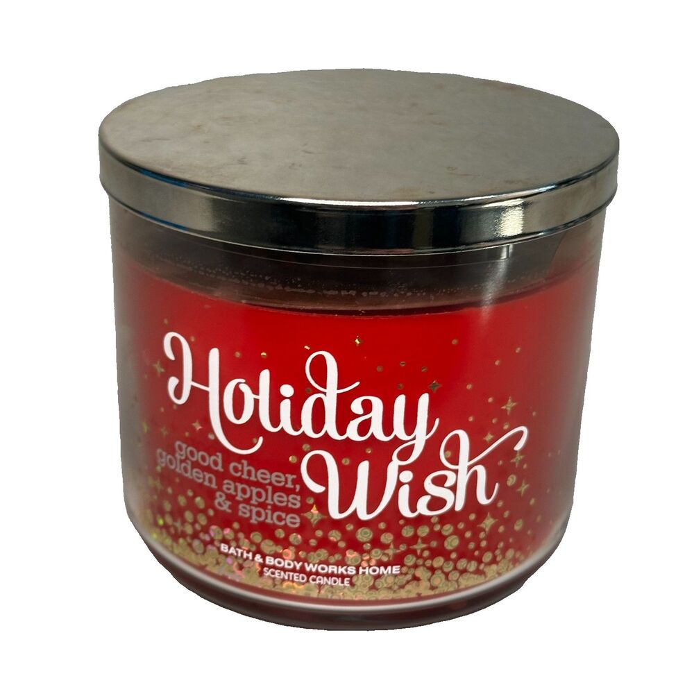 Bath & Body Works Holiday Wish 3 Wick Candle 14.5 oz Golden Apple Pine